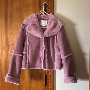 Pink Fuzzy faux suede jacket